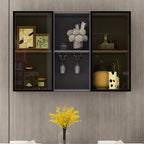 Rectangular Wood Wall-Mounted Glass Doors Display Cabinet