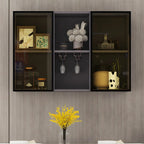 Rectangular Wood Wall-Mounted Glass Doors Display Cabinet