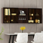 Rectangular Wood Wall-Mounted Glass Doors Display Cabinet