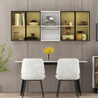 Rectangular Wood Wall-Mounted Glass Doors Display Cabinet