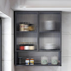 Gray Metal Floating Storage Kitchen China Cabinet
