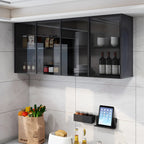 Gray Metal Floating Storage Kitchen China Cabinet