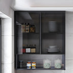 Gray Metal Floating Storage Kitchen China Cabinet