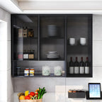 Gray Metal Floating Storage Kitchen China Cabinet