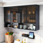 Gray Metal Floating Storage Kitchen China Cabinet