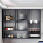 Gray Metal Floating Storage Kitchen China Cabinet