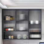 Gray Metal Floating Storage Kitchen China Cabinet