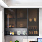 Gray Metal Floating Storage Kitchen China Cabinet