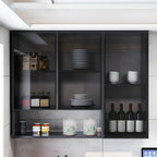 Gray Metal Floating Storage Kitchen China Cabinet