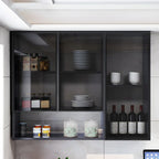 Gray Metal Floating Storage Kitchen China Cabinet