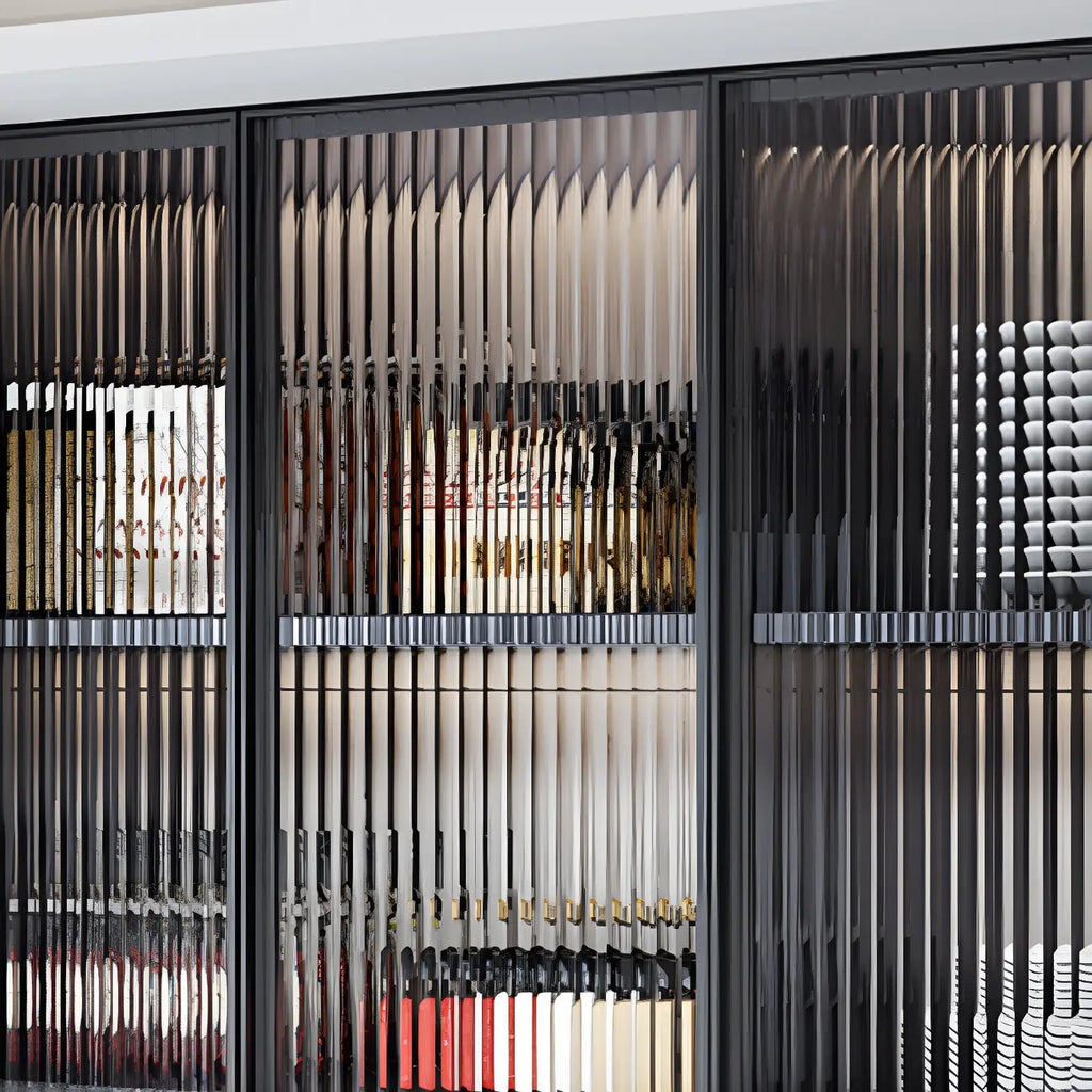 Gray Metal Floating Storage Kitchen China Cabinet