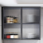 Gray Metal Floating Storage Kitchen China Cabinet