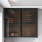 Gray Metal Floating Storage Kitchen China Cabinet