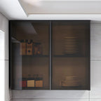 Gray Metal Floating Storage Kitchen China Cabinet