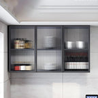 Gray Metal Floating Storage Kitchen China Cabinet