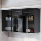 Gray Metal Floating Storage Kitchen China Cabinet