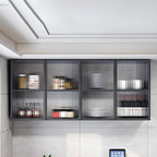 Gray Metal Floating Storage Kitchen China Cabinet