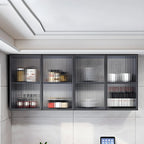 Gray Metal Floating Storage Kitchen China Cabinet