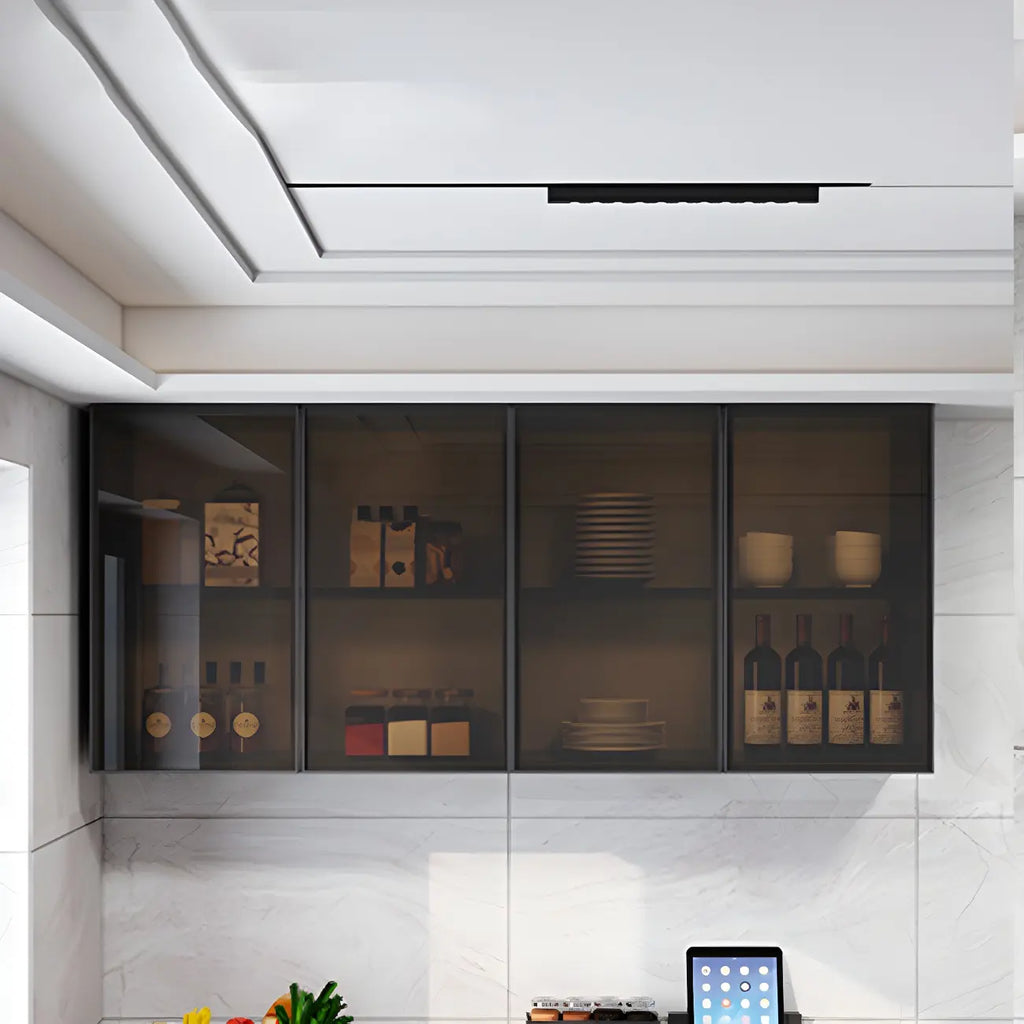 Gray Metal Floating Storage Kitchen China Cabinet