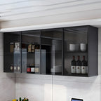 Gray Metal Floating Storage Kitchen China Cabinet