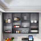 Gray Metal Floating Storage Kitchen China Cabinet