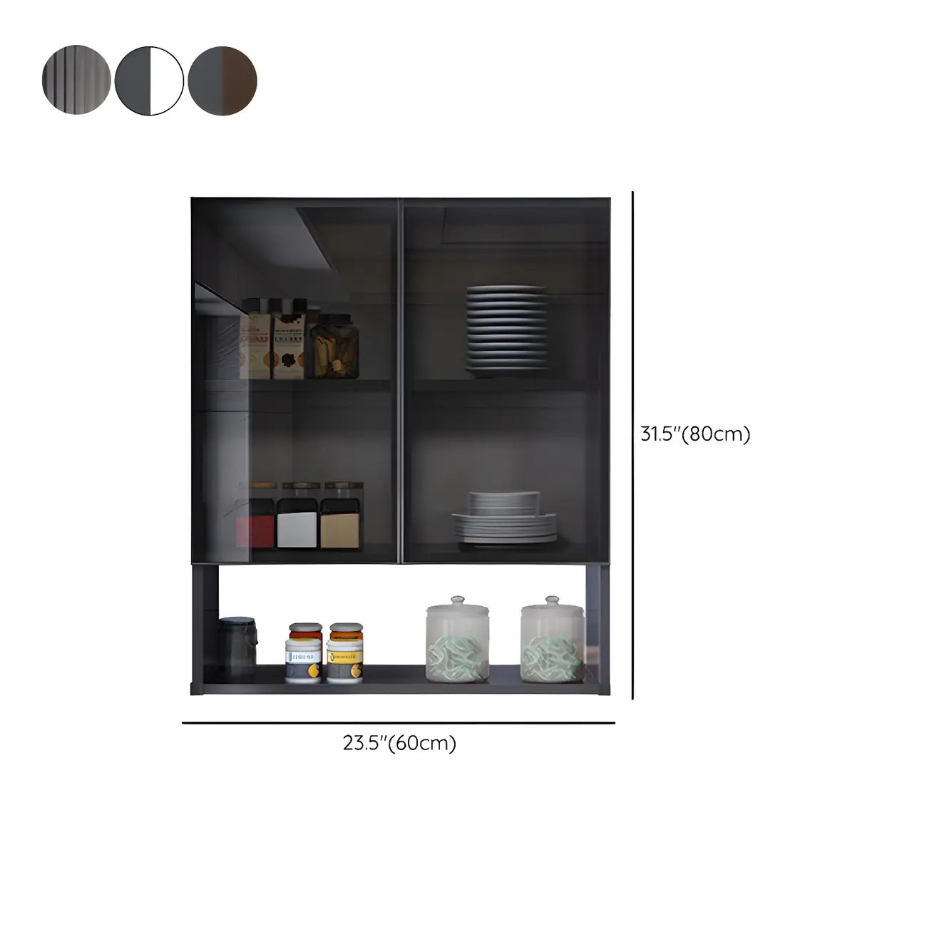 Gray Metal Floating Storage Kitchen China Cabinet