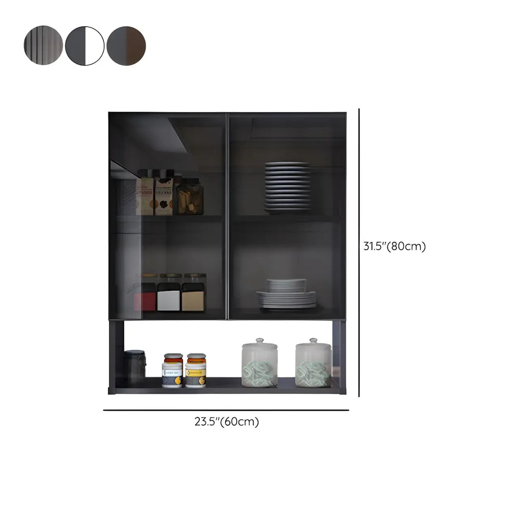 Gray Metal Floating Storage Kitchen China Cabinet