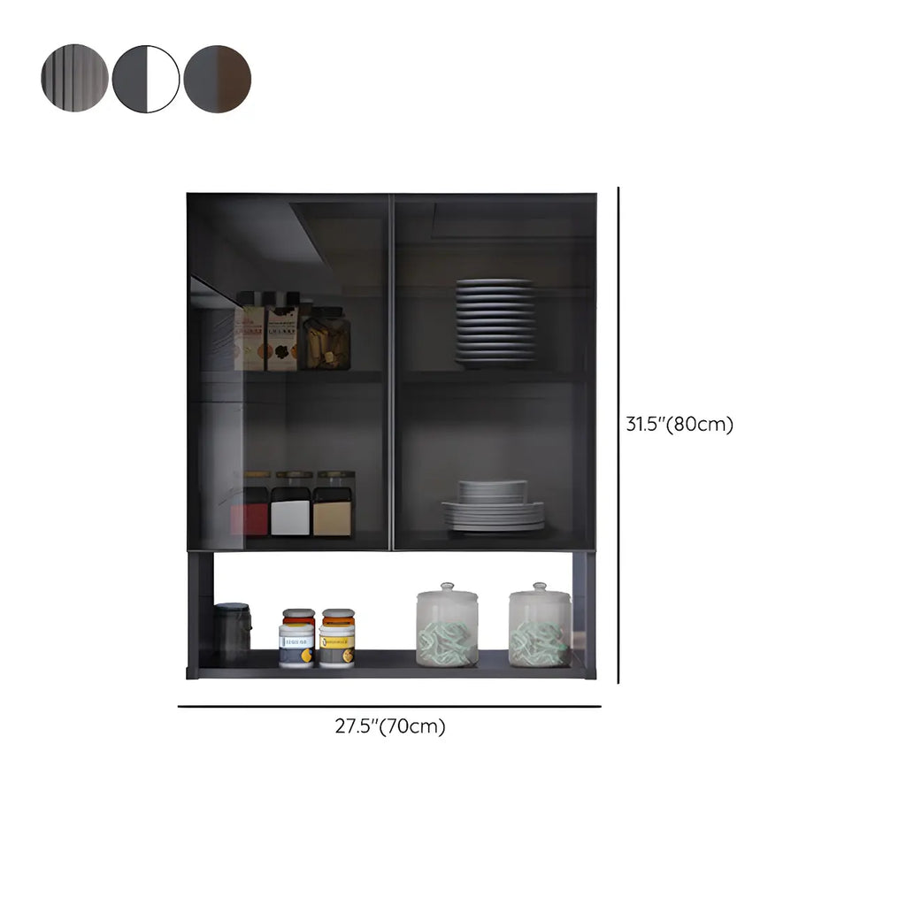 Gray Metal Floating Storage Kitchen China Cabinet