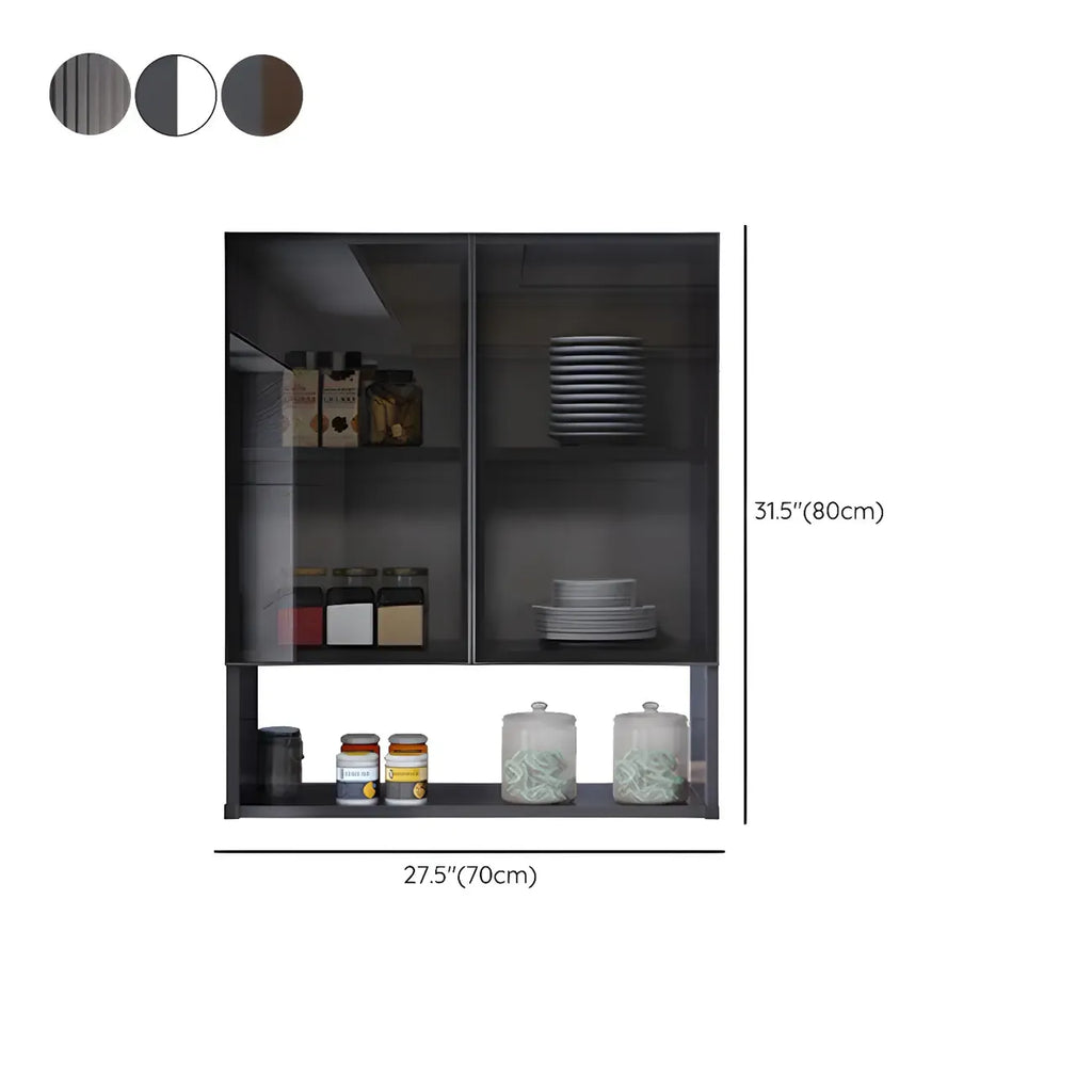 Gray Metal Floating Storage Kitchen China Cabinet