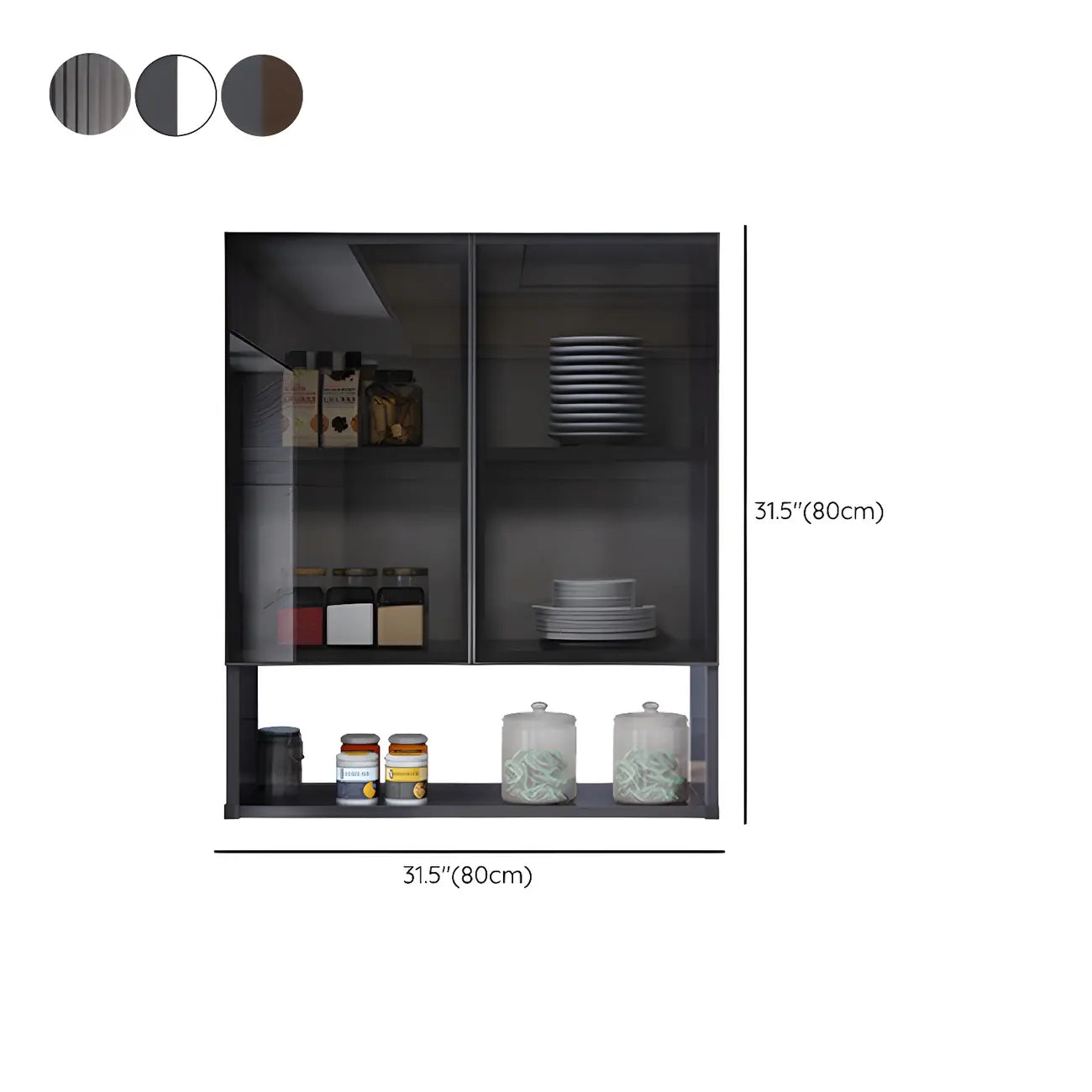 Gray Metal Floating Storage Kitchen China Cabinet