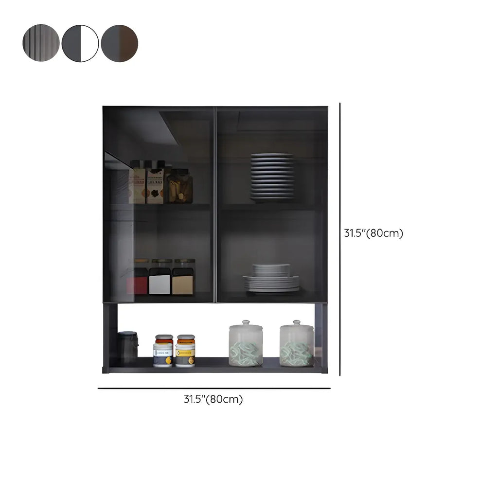Gray Metal Floating Storage Kitchen China Cabinet