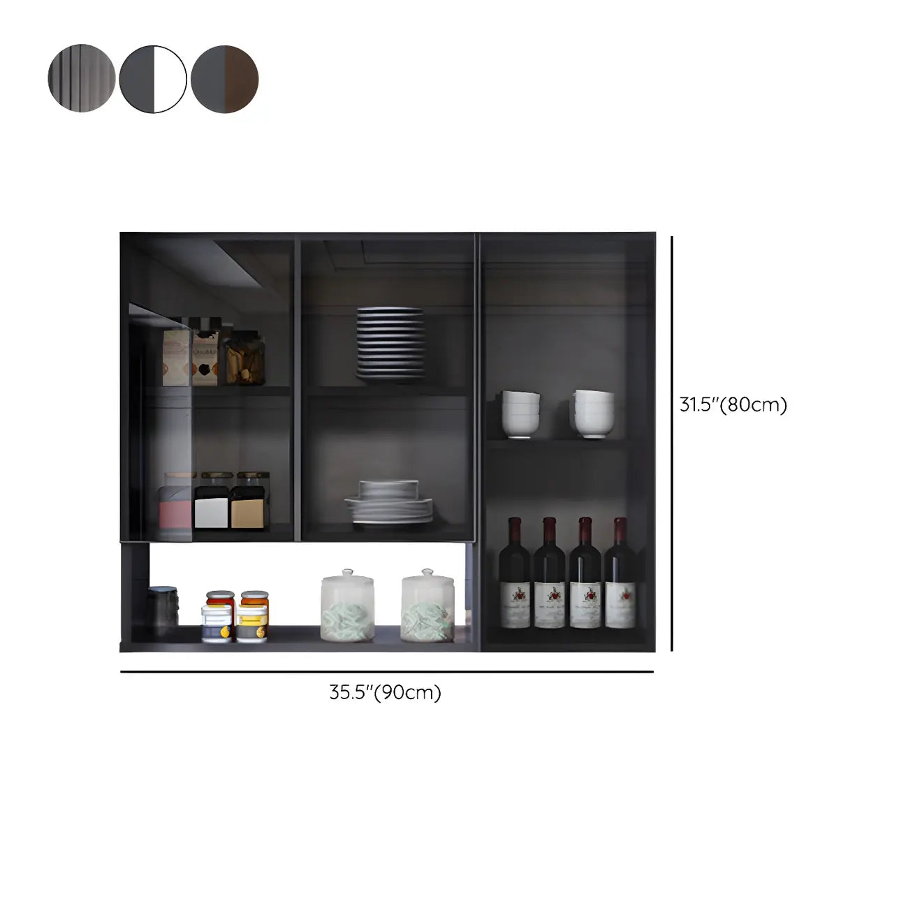 Gray Metal Floating Storage Kitchen China Cabinet