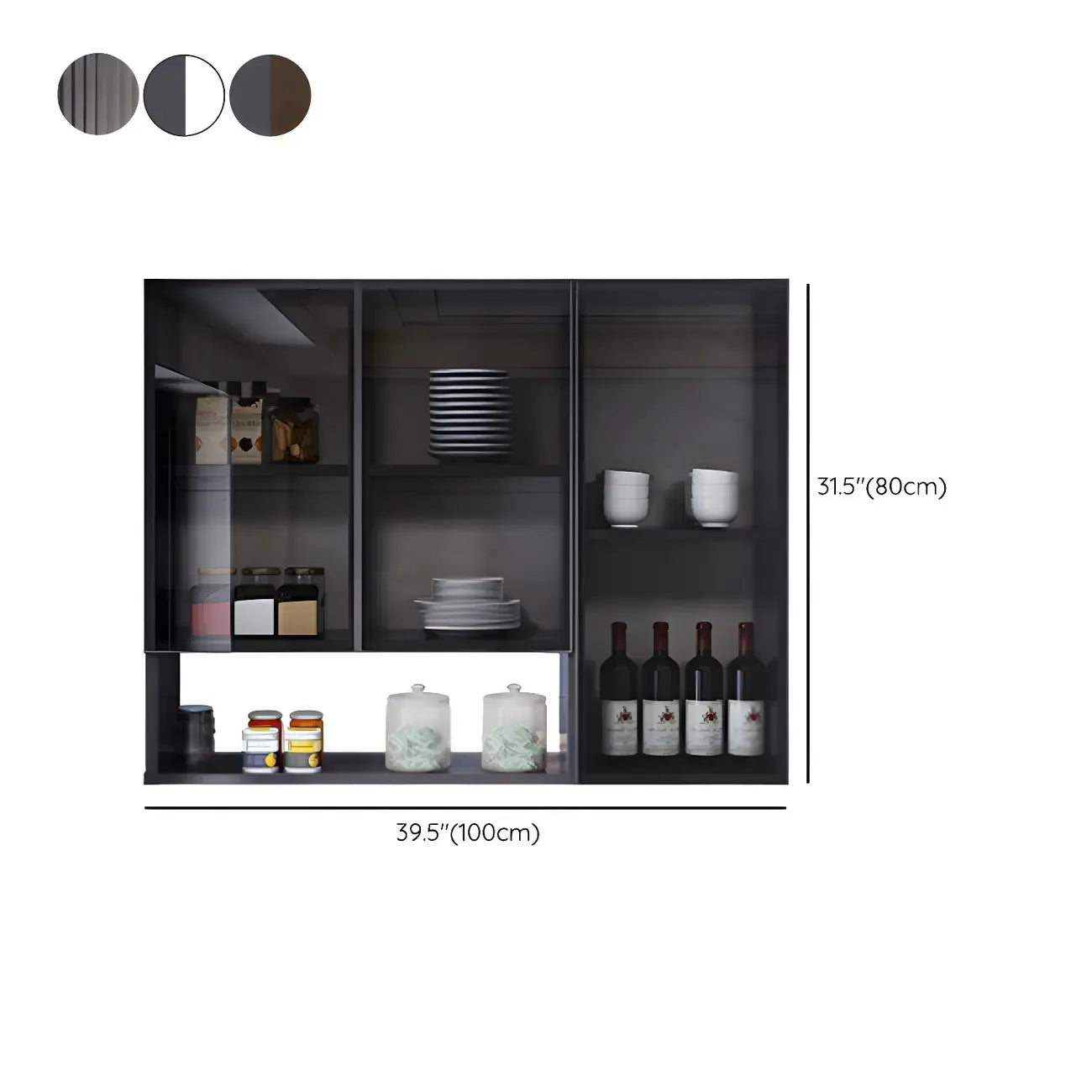 Gray Metal Floating Storage Kitchen China Cabinet