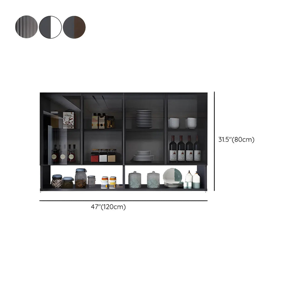 Gray Metal Floating Storage Kitchen China Cabinet