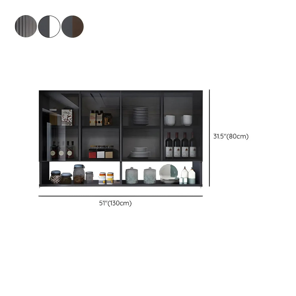 Gray Metal Floating Storage Kitchen China Cabinet