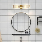Modern Gold Cylinder Vanity Light with Crystal for Bathroom Use