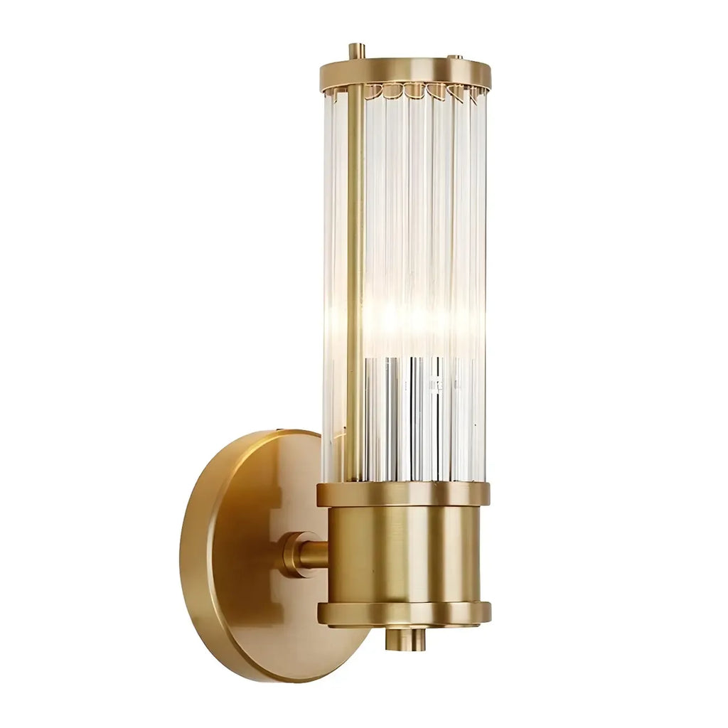 Modern Gold Cylinder Vanity Light with Crystal for Bathroom Use