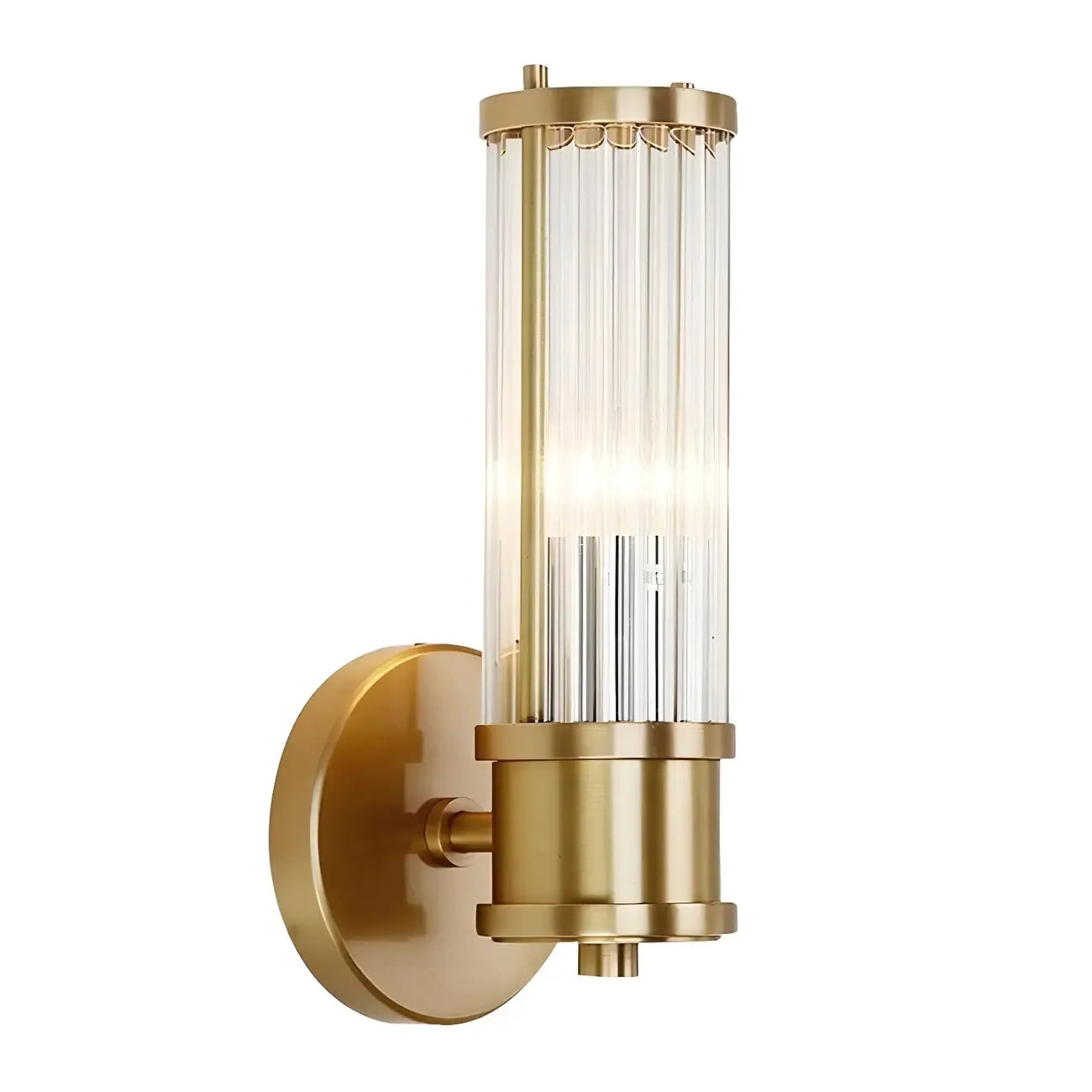 Modern Gold Cylinder Vanity Light with Crystal for Bathroom Use