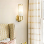 Modern Gold Cylinder Vanity Light with Crystal for Bathroom Use