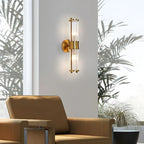 Modern Gold Cylinder Vanity Light with Crystal for Bathroom Use