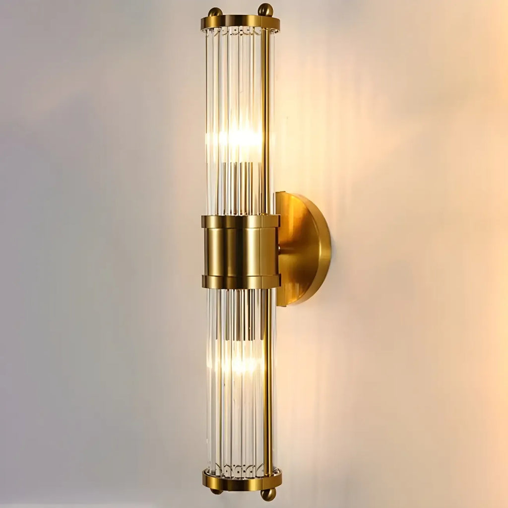 Modern Gold Cylinder Vanity Light with Crystal for Bathroom Use