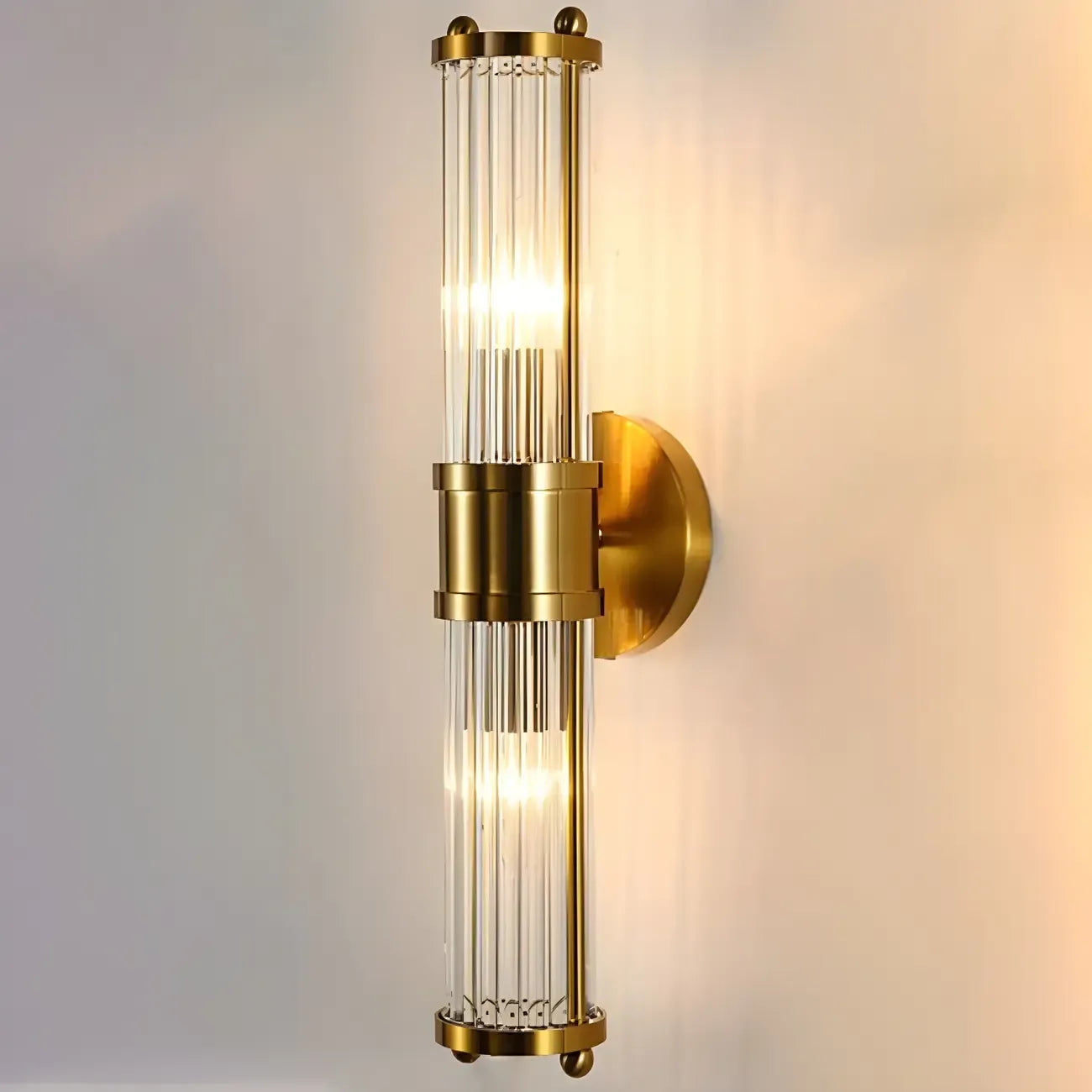 Modern Gold Cylinder Vanity Light with Crystal for Bathroom Use