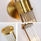 Modern Gold Cylinder Vanity Light with Crystal for Bathroom Use