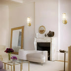 Modern Gold Cylinder Vanity Light with Crystal for Bathroom Use