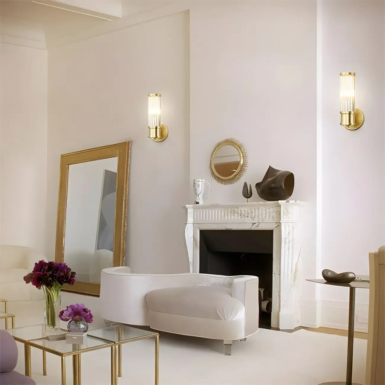 Modern Gold Cylinder Vanity Light with Crystal for Bathroom Use