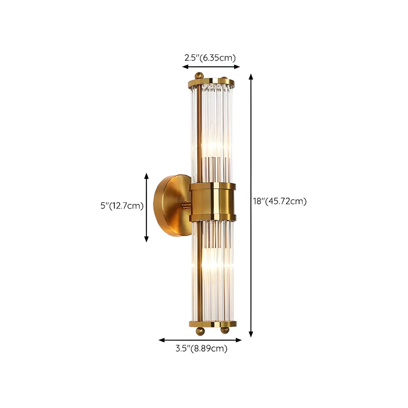 Modern Gold Cylinder Vanity Light with Crystal for Bathroom Use