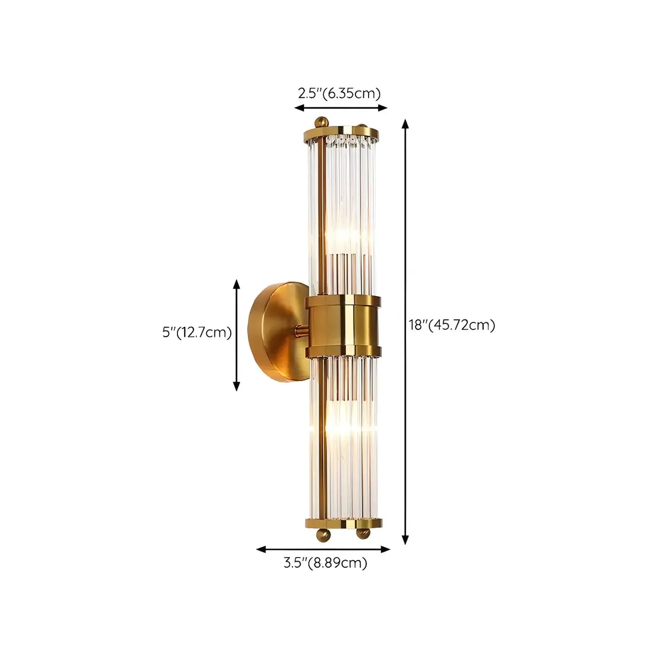 Modern Gold Cylinder Vanity Light with Crystal for Bathroom Use