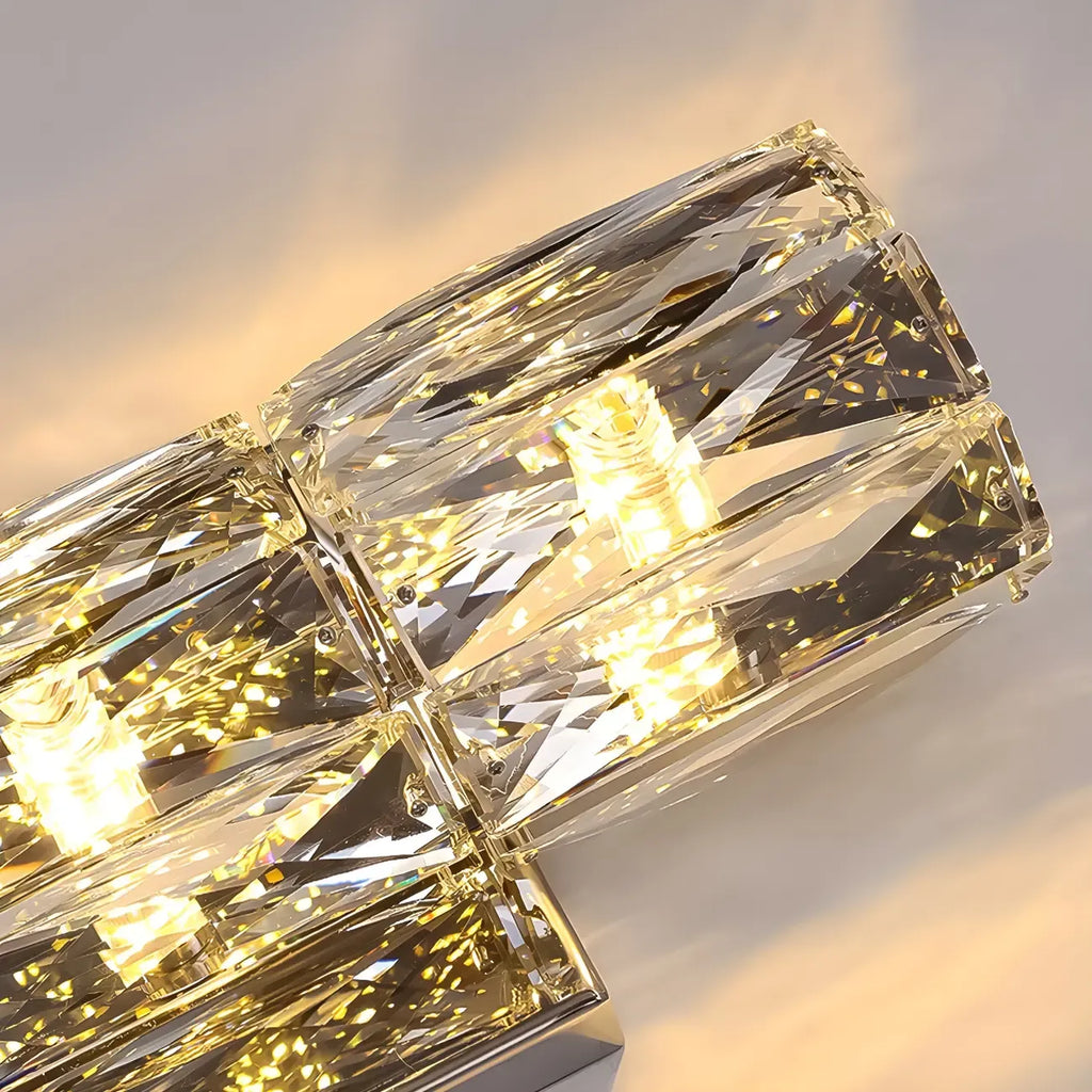 Luxury Geometric Crystal Gold Vanity Light