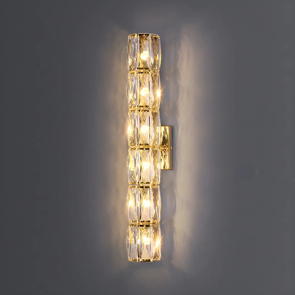Luxury Geometric Crystal Gold Vanity Light