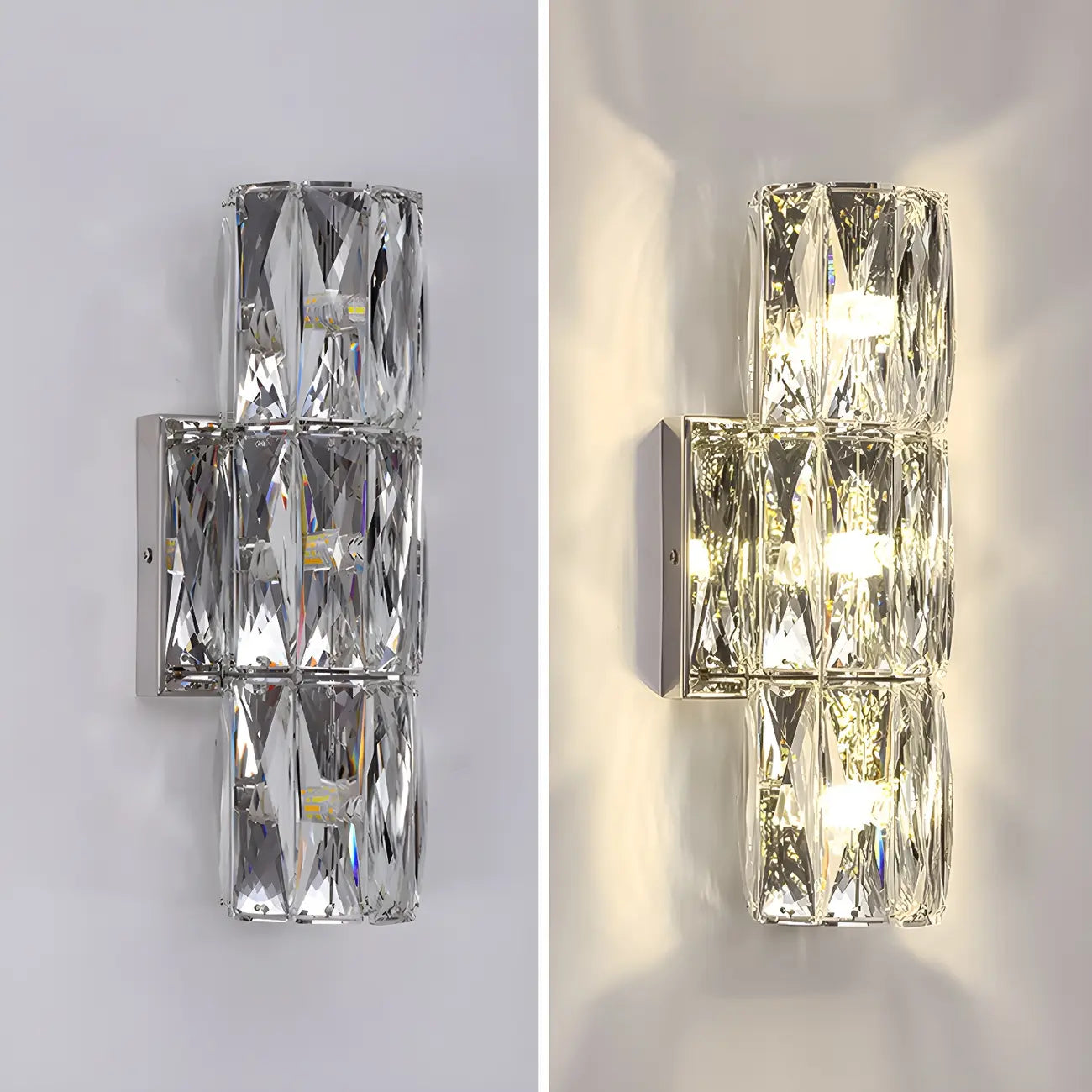 Luxury Geometric Crystal Gold Vanity Light